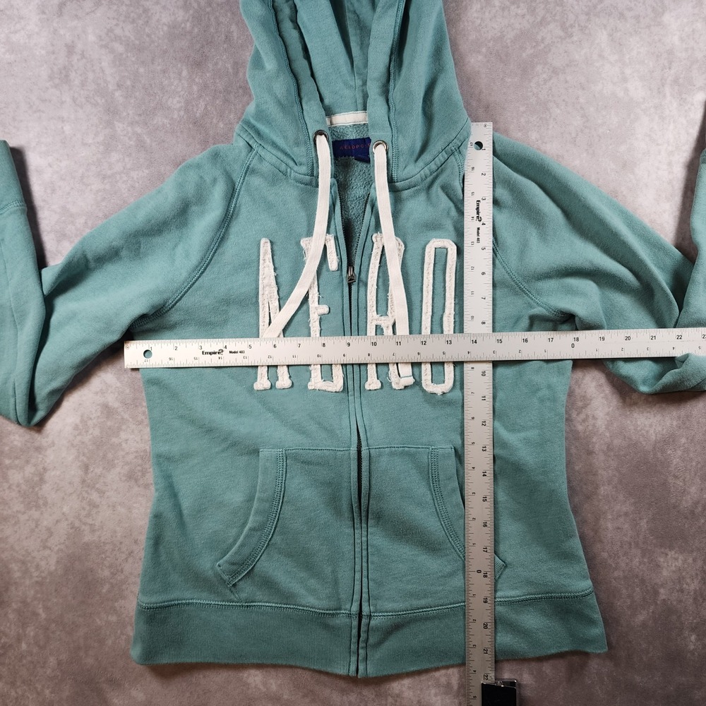 Aeropostale AERO Teal Full Zip Hoodie M Distressed Applique Y2K Mall Style - Picture 4 of 7